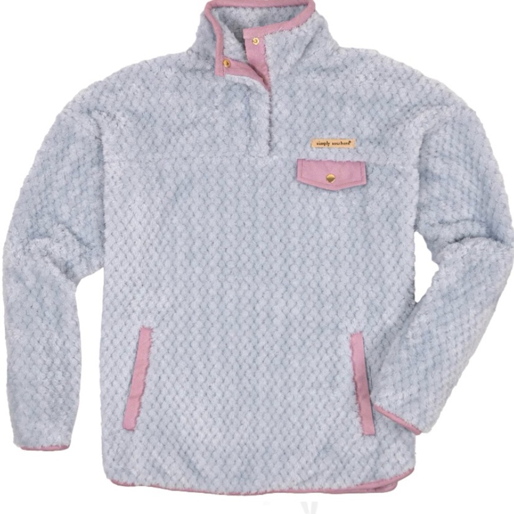 Simply Southern Light Blue and Pink Textured Pullover Size L - Picture 2 of 9